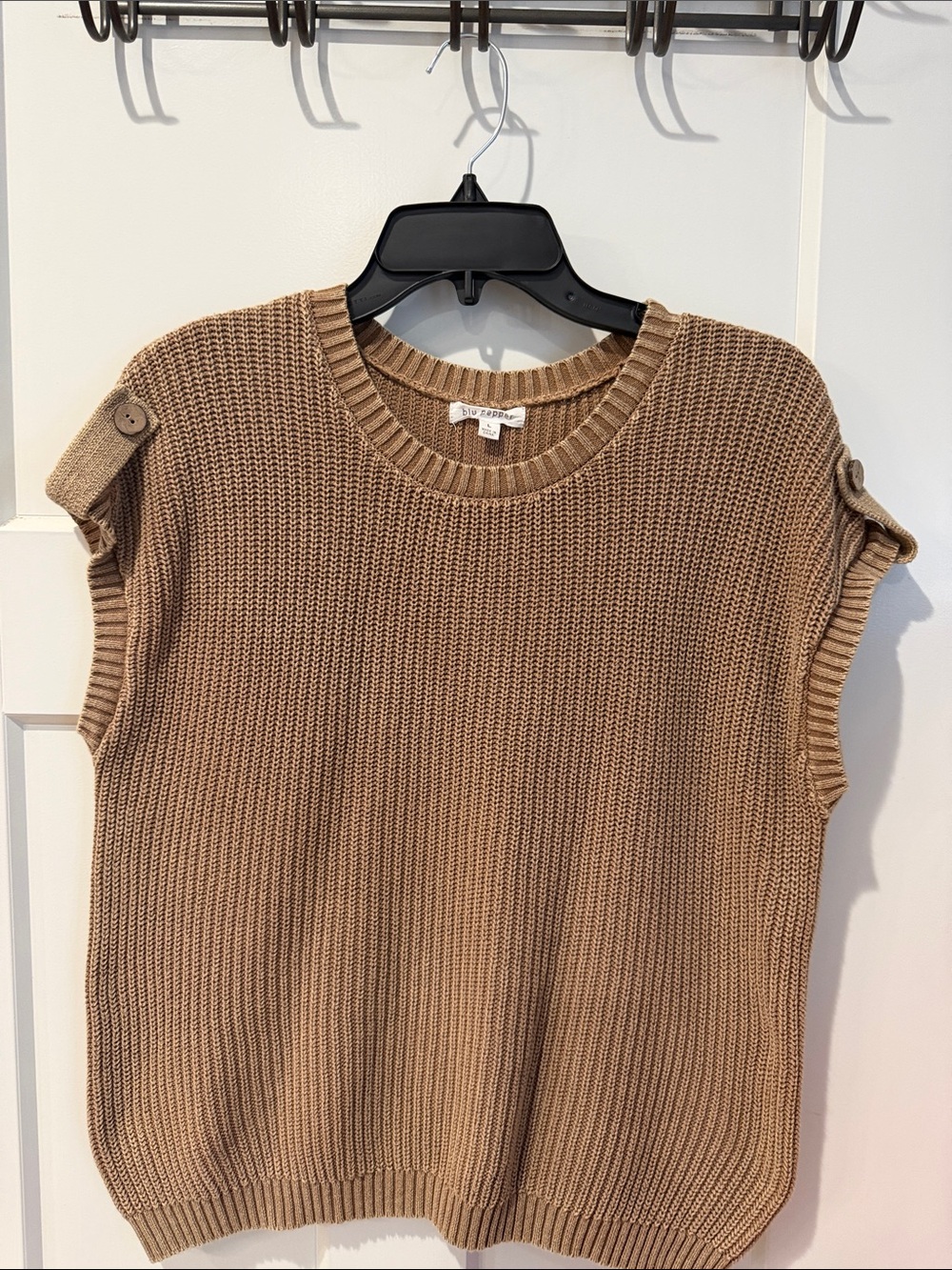 Blu Pepper Sleeveless Crew Neck Sweater Vest - Camel Brown
